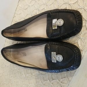 Michael Kors Black Leather Slip On Shoes, Size 8.5